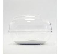 JISADER Transparent Hamster Sand Bath with Guard, 18x12x12cm Hamster Bath for Syrian and Dwarf Hamsters, Dustproof Freestanding Enclosure with Ladle, ivory