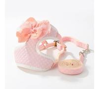 JISADER Vest Style Harness with Bow and Polka Dots, Adjustable Soft Dog Harness and Cat Leash Set for Small Dog, Non-Retractable Outdoor Cat Leash Use, Pink, Pink