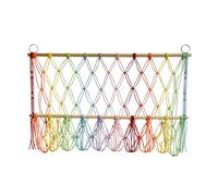 JISADER Wall Hanging Net, Toy Organizer, Hand Woven Stuffed Animal Hammock Holder for Home Nursery Bedroom Decoration, Colorful