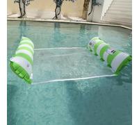 JISADER Water Lounger with Quick Inflation Valve, Buoyant Mesh Bed for Couples, Easy Inflation Summer Holiday Lounger, Stylish Design Sunbathing Float, Green