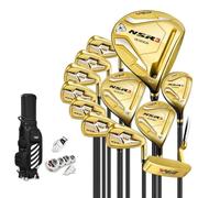JISADER Weekend Golfer Set, Complete Club Set for Men, Shaft Right Hand Orientation, with Telescopic Bag, Golden premium-grade Carbon Po
