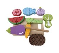 JISADER Wooden Play Food Set Early Education Wood Toys Pretend Cutting Food Toys for Gifts