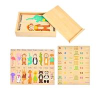 JISADER Wooden Puzzle Toy Number Matching Learning Activities with Storage Box Kids