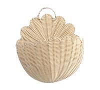JISADER Woven Imitation Rattan Wall Hanging Basket Elegant Sector Hanging Storage Basket Multifunction Wall Home Decor for Home Garden Kitchen Artificial Plants Flowers, S