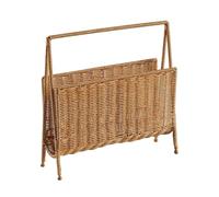 JISADER Woven Magazine File Holder Free Standing Magazine Display Rack Imitation Rattan Basket Stand for Bathroom Office Cafes Farmhouse Books Newspapers Files Dispaly Storage