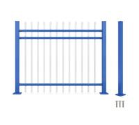 JISADER Zinc Steel Metal Fence Panel System for Outdoor Security and Property Boundaries, Foldable Design, Three Horizontal Bars, Thickened, 2.0m high