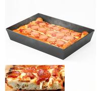 Jisculo Detroit Style Pizza Pan 10x14x2.5 (Non-Stick, BPA & PFOA Free) Heat-Resistant Up to 800°F, Pre-Seasoned Authentic Hard Anodized Detroit Deep Dish Pizza Pan, Five-Year Free Replacement