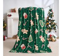 JISEN Christmas Throw Blanket Cute Gingerbread Holiday Blankets and Throws for Kids Women Men Soft Flannel Throw for Couch, Bed, Living Room, Office, Travel, Christmas Decor 127x150cm