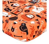JISEN Halloween Crib Sheet Pumpkins Fitted Cot Sheet for Boys Girls Baby Bed Mattress Cover for Standard Crib and Toddler Mattress 60x120cm to 70x132cm Ghosts