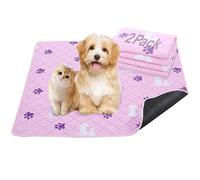 JISEN Washable Pee Pads for Dogs 2 Pack Reusable Puppy Pads Pet Training Pads Waterproof Dog Mat Absorbent Non Slip Reusable Dog Training Pads 60x90cm Pink