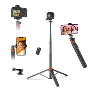 Jishane 66.5" Camera Tripod with Detachable Remote Control,360° Ball Head Selfie Stick for Gopro/DJI/Insta Compatible with Gopro Hero 13/12/11/10, DJI OSMO Pocket 3 & Action 6/5 pro/4, Insta360 X5/4