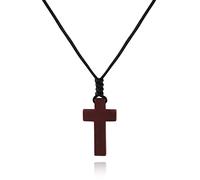 JISHGS Natural Wood Cross Pendant Necklace for Men Women Boy Girls ， Cross for Car Mirror Pendant,Wooden Cross Necklace Gift
