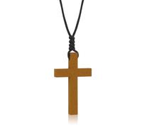 JISHGS Natural Wooden Cross Necklace, Wooden Cross Necklace for Men and Women, Simple and Fashionable Car Rearview Mirror Pendant, Size：2.09*1.33inch, Wood, No Gemstone