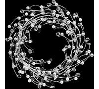 Jishi 20 FT Ice Wire Clear Garland, White Pearl Crystal Teardrop Beads Ornament Christmas Tree Decorations, Acrylic Plastic Diamond Jewel String Branch Garland Strands for DIY Wreath Crafts