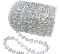 Jishi 99ft Crystal Bead Garland Strands, Iridescent Hanging Crystal Beads Strings, Wedding Party Decorations for Centerpiece Doorway Curtain, Clear Acrylic Diamond Gem Chain, Christmas Tree Ornaments