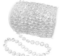 Jishi Crystal Garland Strand 99ft Clear Plastic Acrylic Crystal Bead Garland Roll Christmas Tree Decorations Indoor Home Decor, DIY Wedding Centerpiece Crafts, Hanging Curtains Birthday Party Supplies
