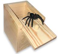 Jishi Large Spider Prank Box Gag Gift, Funny Wooden Surprise Gift Box for Money Cash Card, Spider Stocking Stuffers Prank Toys for Kids 4-8-12 Boys, Christmas White Elephant Gifts for Adults Men Women