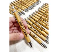 Jishiletao 6 PCS PERSONALIZED BAMBOO PEN (LASER ENGRAVED) Customized Pens with Name, Custom Pens, Personalized Engraved Pens, Personalized Gift for Birthday Gradutaion Valantine's Day