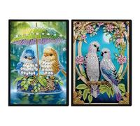 JISHSHAY 2 PCS Bird Diamond Art Notebook Journal Diamond Painting Note Book Gem Art Sketchbook Gem Painting A5 Notebook Mosaic Kits for Adults Diary with Special Shaped 14.5×21cm/5.7×8.26in