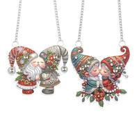 JISHSHAY 2 PCS Diamond Art Hanging Diamond Painting Sun Catchers Gem Art Table Wind Chimes Gem Painting Hanging Pendant Mosaic Kits for Adults Suncatchers Window Hangers Special Shape Gnome Couple