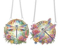 JISHSHAY 2 PCS Diamond Art Hanging Diamond Painting Sun Catchers Gem Art Table Wind Chimes Gem Painting Hanging Pendant Mosaic Kits for Adults Suncatchers Window Hangers with Special Shape Dragonfly