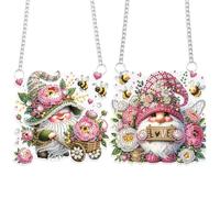 JISHSHAY 2 PCS Diamond Art Hanging Diamond Painting Sun Catchers Gem Art Table Wind Chimes Gem Painting Hanging Pendant Mosaic Kits for Adults Suncatchers Window Hangers Special Shape Gnome Flower