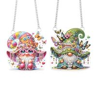 JISHSHAY 2 PCS Diamond Art Hanging Diamond Painting Sun Catchers Gem Art Table Wind Chimes Gem Painting Hanging Pendant Mosaic Kits for Adults Suncatchers Window Hangers Special Shape Gnome Butterfly