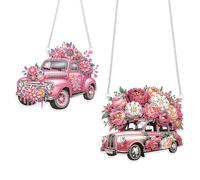 JISHSHAY 2 PCS Diamond Art Hanging Diamond Painting Sun Catchers Gem Art Table Wind Chimes Gem Painting Hanging Pendant Mosaic Kits for Adults Suncatchers Window Hangers Special Drills Flower Car