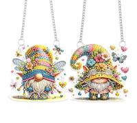 JISHSHAY 2 PCS Diamond Art Hanging Diamond Painting Sun Catchers Gem Art Table Wind Chimes Gem Painting Hanging Pendant Mosaic Kits for Adults Suncatchers Window Hangers Special Shape Gnome Elf