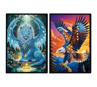 JISHSHAY 2 PCS Diamond Art Notebook Journal Diamond Painting Note Book Gem Art Sketchbook Gem Painting A5 Notebook Mosaic Kits for Adults Diary Special Shaped 14.5×21cm/5.7×8.26in Lion Eagle