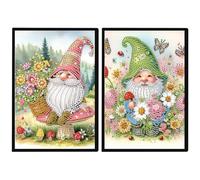 JISHSHAY 2 PCS Diamond Art Notebook Journal Diamond Painting Note Book Gem Art Sketchbook Gem Painting Diary Mosaic Kits for Adults Blank Notebook with Special Drills 14.5×21cm/5.7×8.26in Gnome