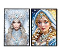 JISHSHAY 2 PCS Diamond Art Notebook Journal Diamond Painting Note Book Gem Art Sketchbook Gem Painting A5 Notebook Mosaic Kits for Adults Diary with Special Shaped 14.5×21cm/5.7×8.26in Fairy Elf