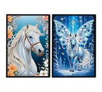 JISHSHAY 2 PCS Diamond Art Notebook Journal Diamond Painting Note Book Gem Art Sketchbook Gem Painting A5 Notebook Mosaic Kits for Adults Diary with Special Shaped 14.5×21cm/5.7×8.26in Horse