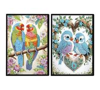 JISHSHAY 2 PCS Diamond Art Notebook Journal Diamond Painting Note Book Gem Art Sketchbook Gem Painting Diary Mosaic Kits for Adults Blank Notebook with Special Drills 14.5×21cm/5.7×8.26in Bird