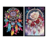 JISHSHAY 2 PCS Diamond Art Notebook Journal Diamond Painting Note Book Gem Art Sketchbook Gem Painting Blank Notebook Mosaic Kits for Adults Diary with Special Shape 14.5×21cm/5.7×8.26in Dreamcatcher