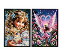 JISHSHAY 2 PCS Diamond Art Notebook Journal Diamond Painting Note Book Gem Art Sketchbook Gem Painting A5 Notebook Mosaic Kits for Adults Diary with Special Shaped 14.5×21cm/5.7×8.26in Elf Fairy