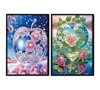 JISHSHAY 2 PCS Diamond Art Notebook Journal Diamond Painting Note Book Gem Art Sketchbook Gem Painting Blank Notebook Mosaic Kits for Adults Diary with Special Shape 14.5×21cm/5.7×8.26in Flower