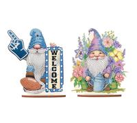 JISHSHAY 2 Pcs Diamond Painting Tabletop Decorations Dwarf Diamond Art Desk Ornament with Acrylic Plate Special Shaped Crystal Desktop Ornament Diamond Art Kits for Adults Home Decoration