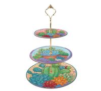 JISHSHAY 3 Tier Cake Stand Diamond Painting Diamond Art Cupcake Stand Cactus Tropical Plant Afternoon Tea Stand Diamond Painting Kit Donut Stand Cake Display Stand for Birthday Wedding Party Home