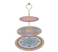 JISHSHAY 3 Tier Cake Stand Diamond Painting Diamond Art Cupcake Stand with Mandala Afternoon Tea Stand Diamond Painting Kit Donut Stand Cake Pop Stand Tiered Cake Stand for Birthday Wedding Party Home
