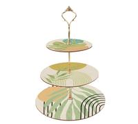 JISHSHAY 3 Tier Cake Stand Diamond Painting Diamond Art Cupcake Stand with Metal Rod Green Leaf Tropical Plant Afternoon Tea Stand Diamond Painting Kit Donut Stand for Birthday Wedding Party Home