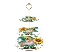 JISHSHAY 3 Tier Green Dwarf Diamond Painting Cupcake Stand Diamond Art Cake Stand with Metal Rod Dessert Table Display Set Diamond Painting Kits Tiered Tray Stand Party Supplies Tea Party Decorations