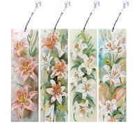 JISHSHAY 4 PCS Flower Diamond Painting Bookmarks Flower Diamond Art Book Marks for Reading Gem Art Bookmarkers Gem Painting Book Markers Embroidery Kit Special Shaped Drills with Crystal Pendant