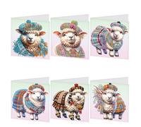 JISHSHAY 6 PCS Diamond Art Cards with Envelopes Diamond Painting Cards Diamond Art Greeting Cards Diamond Painting Greeting Cards Diamond Painting Kits Birthday Cards for Holiday Birthday Sheep