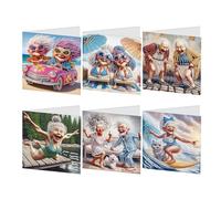 JISHSHAY 6 PCS Diamond Art Greeting Cards Diamond Painting Birthday Cards with Envelopes Gem Art Gem Painting Special Drills,for Thanksgiving Anniversary Valentine Birthday Festival,Happy Grandma