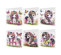 JISHSHAY 6 PCS Diamond Art Greeting Cards Diamond Painting Birthday Cards with Envelopes Gem Art Gem Painting Special Drills, for Thanksgiving Anniversary Valentine Festival, Butterfly Unicorn