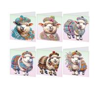 JISHSHAY 6 PCS Diamond Art Greeting Cards Sheep Diamond Painting Birthday Cards Animal Gem Art Gem Painting Mosaic Kits for Adults for Thanksgiving Anniversary Valentine Graduation All-Occasion
