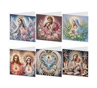 JISHSHAY 6 PCS Diamond Painting Greeting Cards Diamond Art Greeting Card Kits for Adults 5D Diamond Painting for Adults Birthday Cards Gem Art Blank Cards for Holiday Birthday with Envelope Jesus