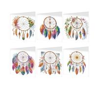 JISHSHAY 6 PCS Diamond Painting Greeting Cards Dreamcatcher Diamond Art Birthday Cards with Envelopes Mosaic Kits for Adults Gem Art Gem Painting for Thanksgiving Anniversary Graduation All-Occasion