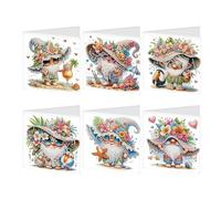JISHSHAY 6 PCS Diamond Painting Greeting Cards Gnome Diamond Art Birthday Cards with Envelopes Gem Art Gem Painting Mosaic Kits for Adults for Thanksgiving Birthday Anniversary Valentine Festival